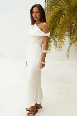 Cocktail Dresses|Date Night Dresses>Hello Molly One For You Off Shoulder Maxi Dress Cream