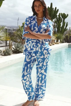 Two-Piece Pants Set>Hello Molly On The Rocks Set Blue