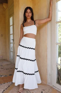 Skirt And Top Sets>Hello Molly On Til Dawn Set White