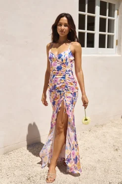 Wedding Guest Dresses|Cocktail Dresses>Hello Molly On Your Wishlist Satin Maxi Dress Multi