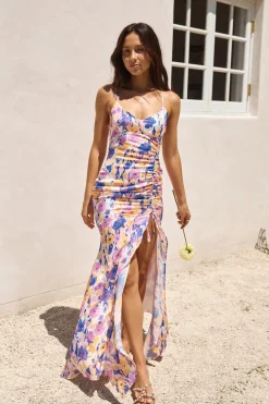 Wedding Guest Dresses|Cocktail Dresses>Hello Molly On Your Wishlist Satin Maxi Dress Multi