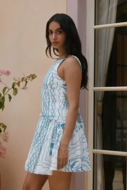 Vacation Dresses|Date Night Dresses>Hello Molly Opal Skies Mini Dress Blue