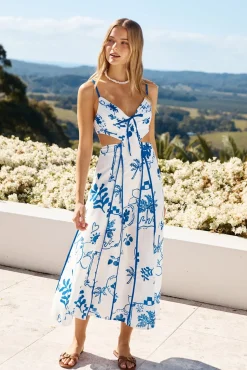 Vacation Dresses|Brunch Dresses>Hello Molly Open Doors Maxi Dress Blue