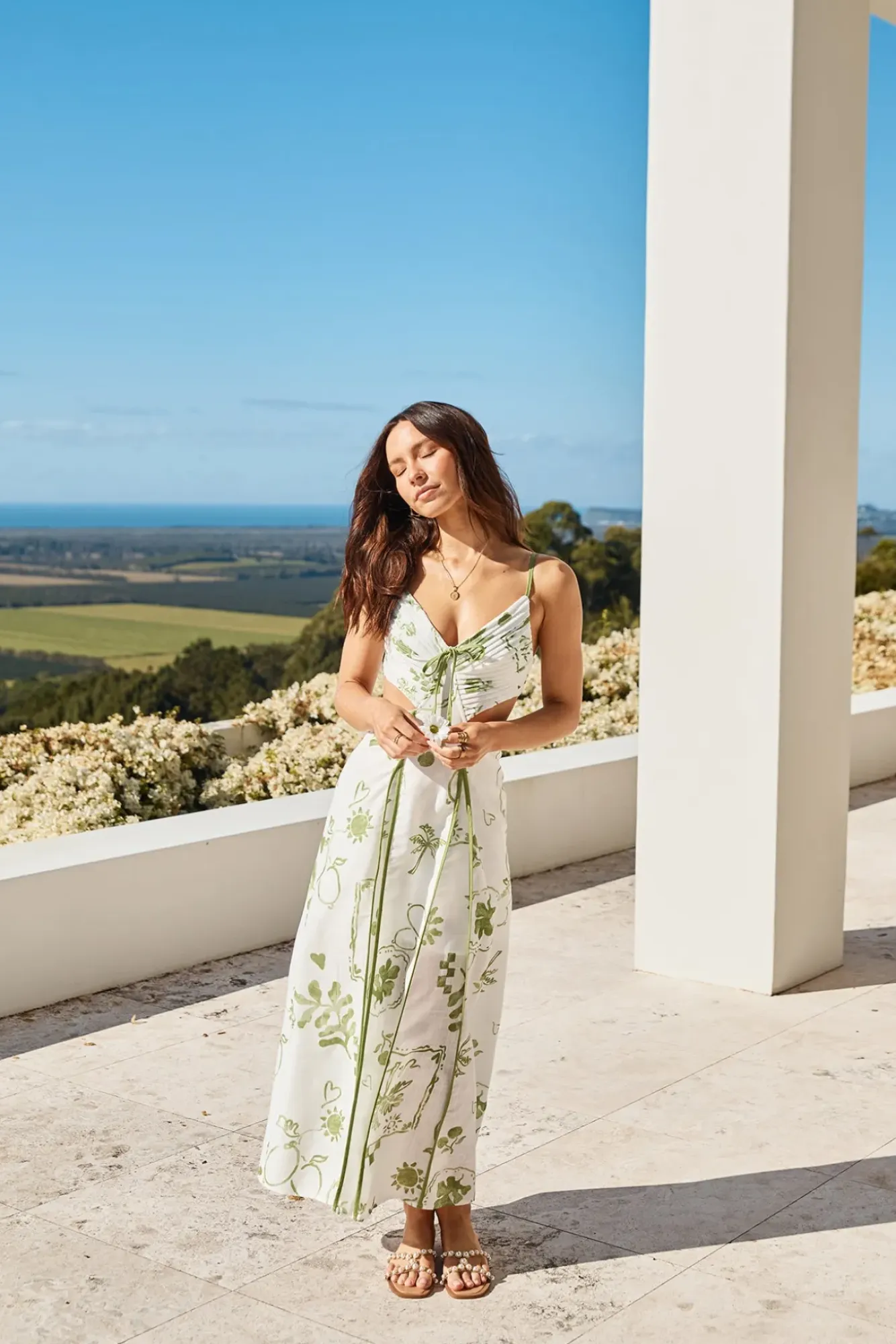 Vacation Dresses|Brunch Dresses>Hello Molly Open Doors Maxi Dress Green