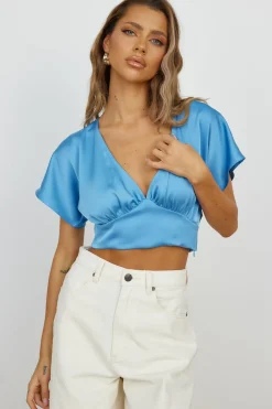 Cropped>Hello Molly Out Of Mind Crop Top Blue