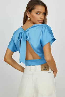 Cropped>Hello Molly Out Of Mind Crop Top Blue