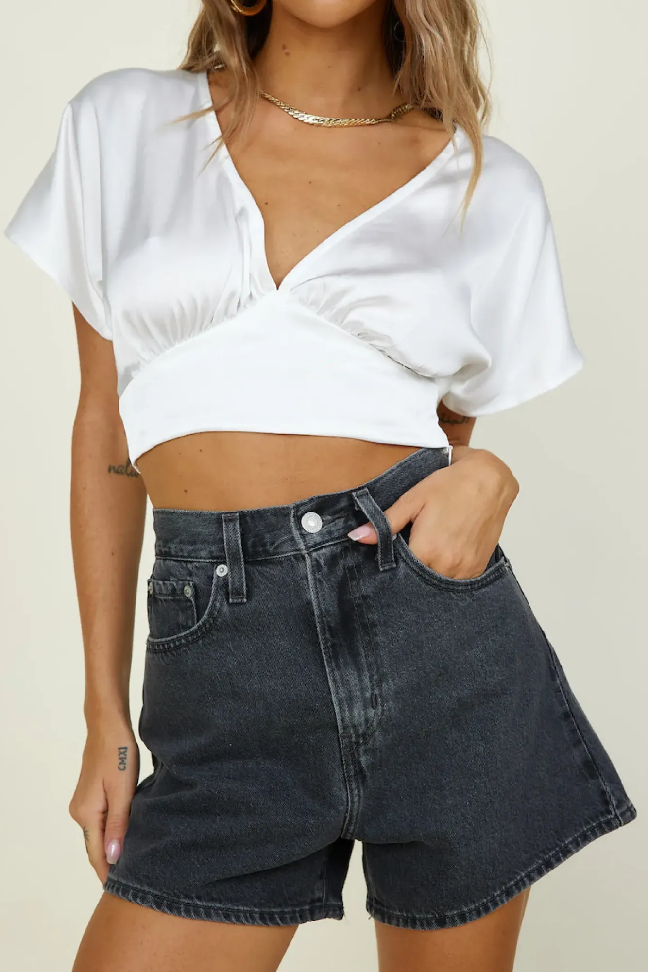 Cropped>Hello Molly Out Of Mind Crop Top White