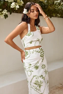 Cropped|Skirt And Top Sets>Hello Molly Over The Hedges Halter Crop Top Green