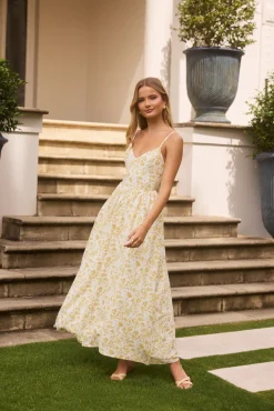 Date Night Dresses|Brunch Dresses>Hello Molly Painted Skies Maxi Dress Yellow