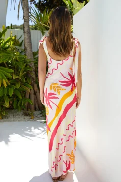 Vacation Dresses|Brunch Dresses>Hello Molly Palms of Paradise Maxi Dress Pink