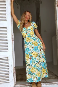 Vacation Dresses|Spring Break Dresses>Hello Molly Palm Sunset Maxi Dress Multi