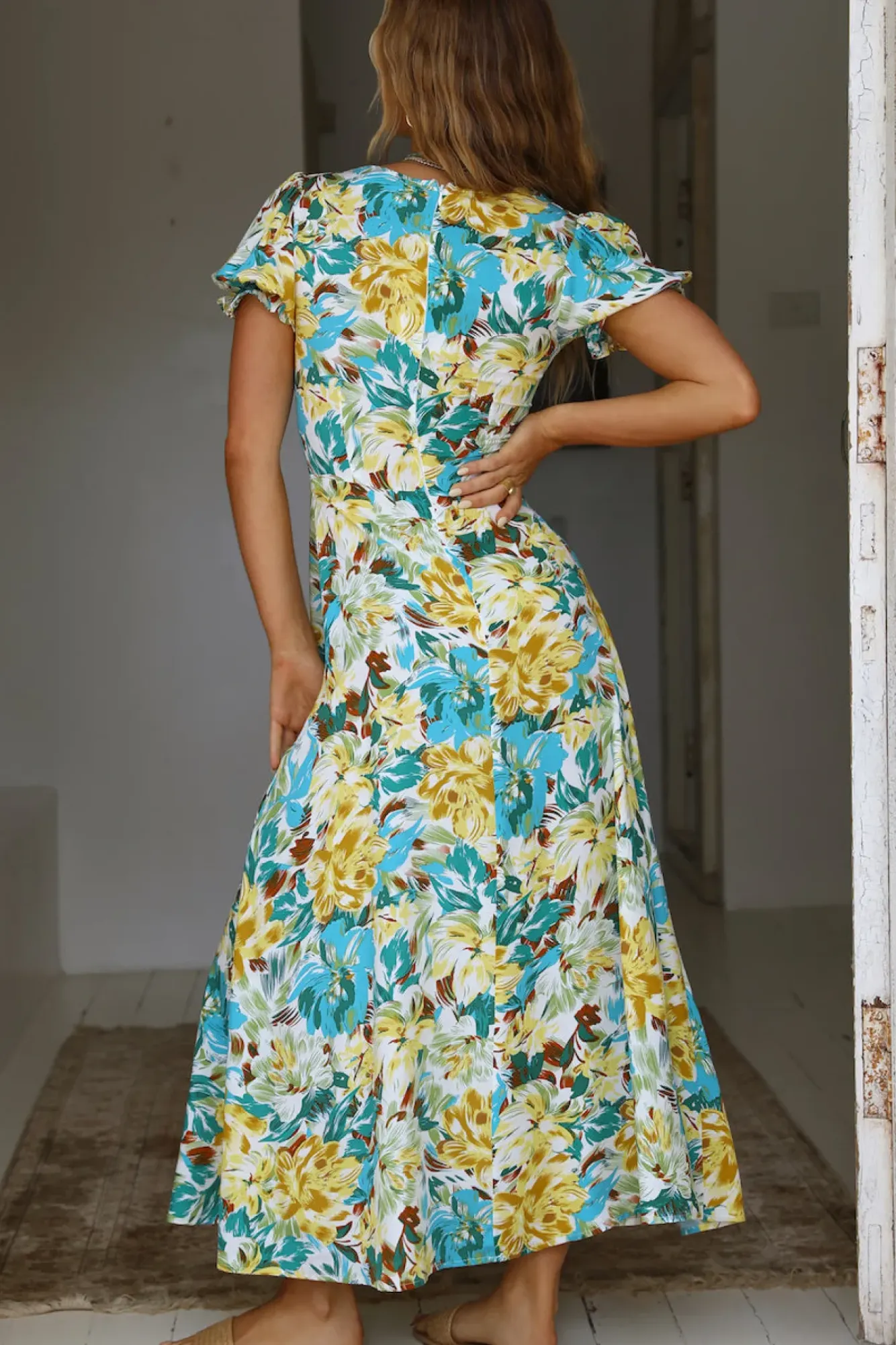 Vacation Dresses|Spring Break Dresses>Hello Molly Palm Sunset Maxi Dress Multi