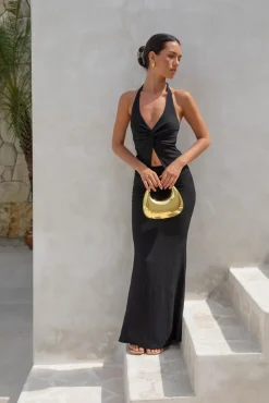 Fashion Tops And Vests|Cropped>Hello Molly Palm Tree Paradise Halter Top Black