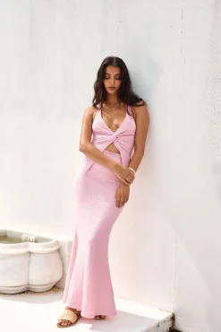 Cropped>Hello Molly Palm Tree Paradise Halter Top Pink