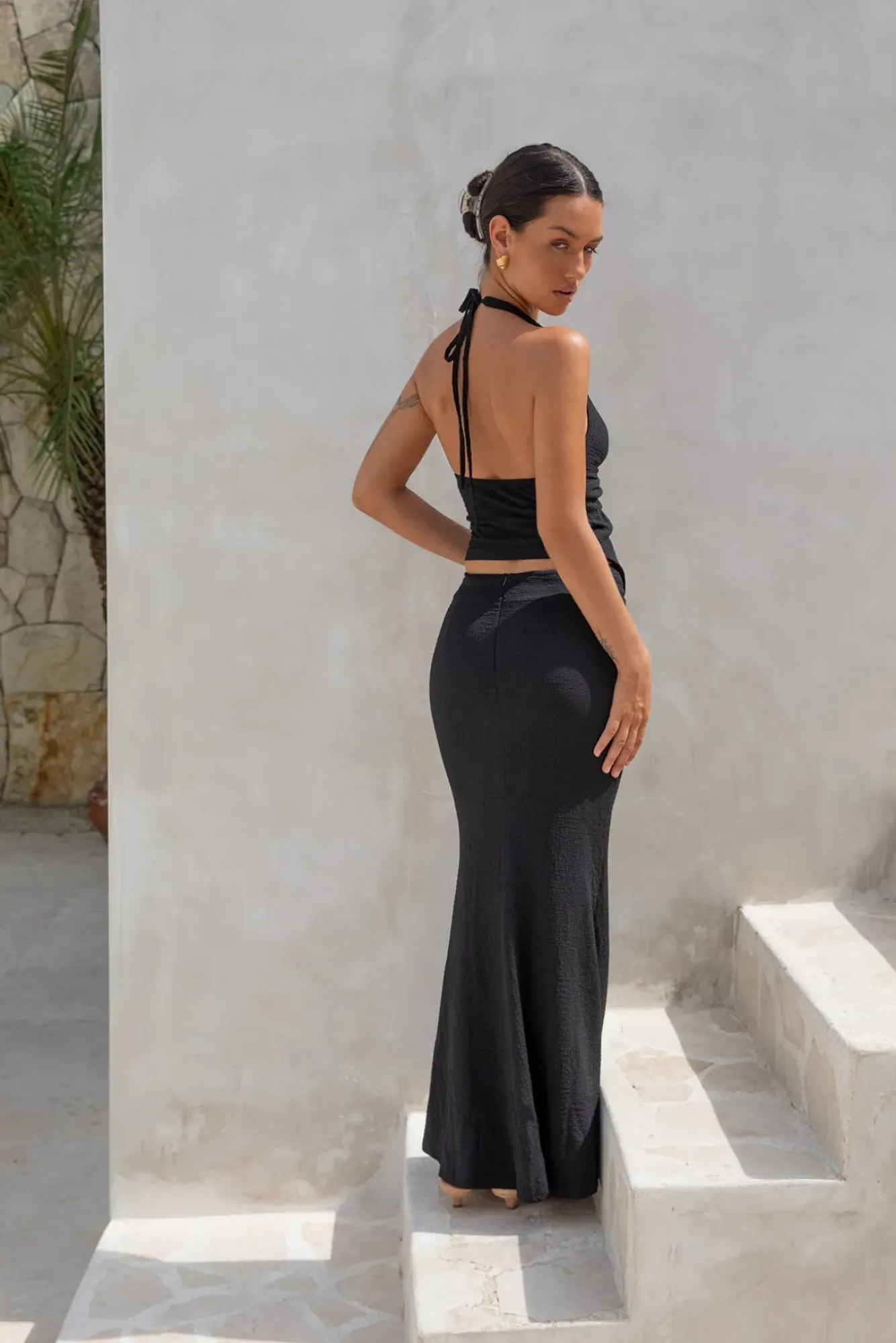Skirts|Skirt And Top Sets>Hello Molly Palm Tree Paradise Maxi Skirt Black