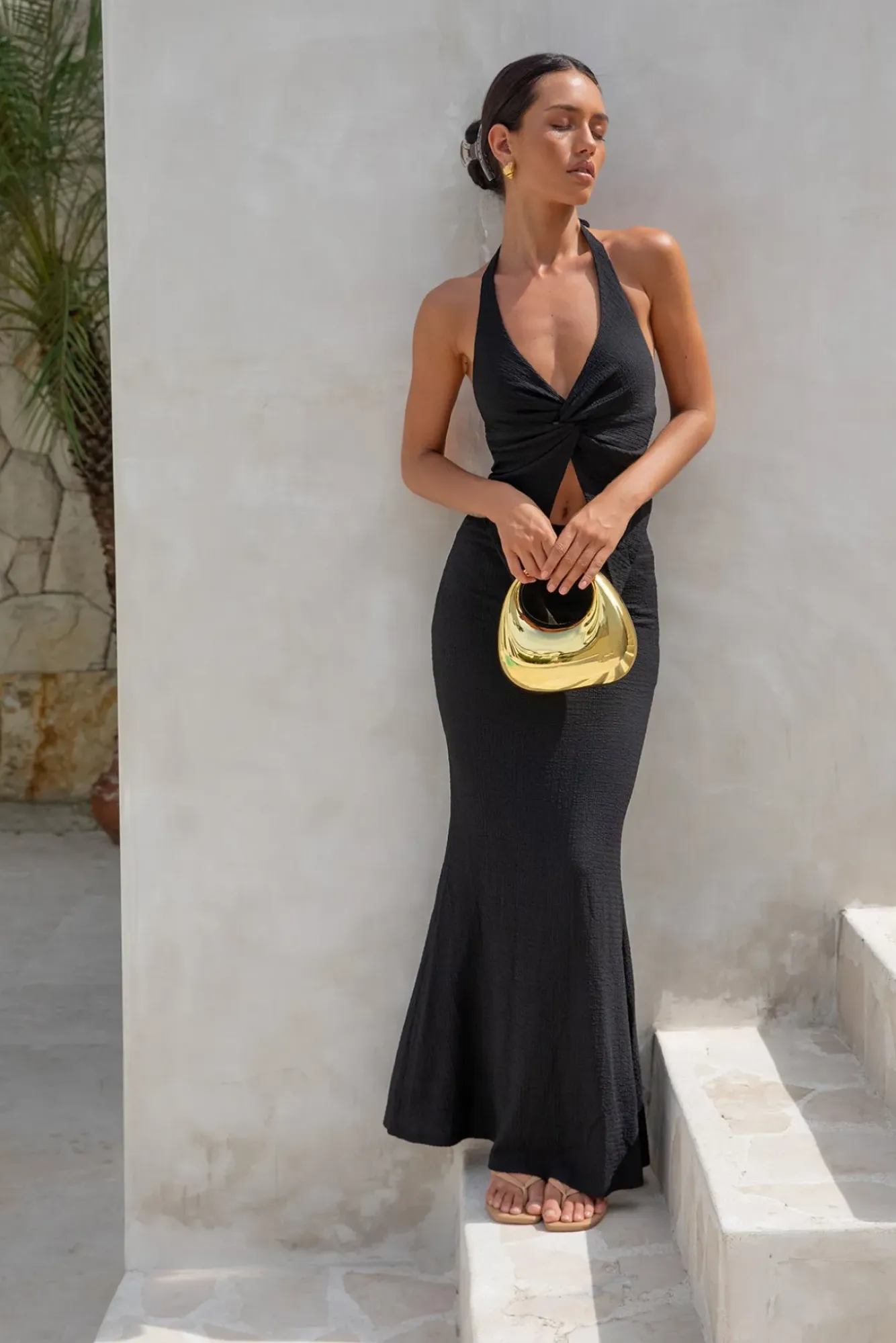 Skirts|Skirt And Top Sets>Hello Molly Palm Tree Paradise Maxi Skirt Black