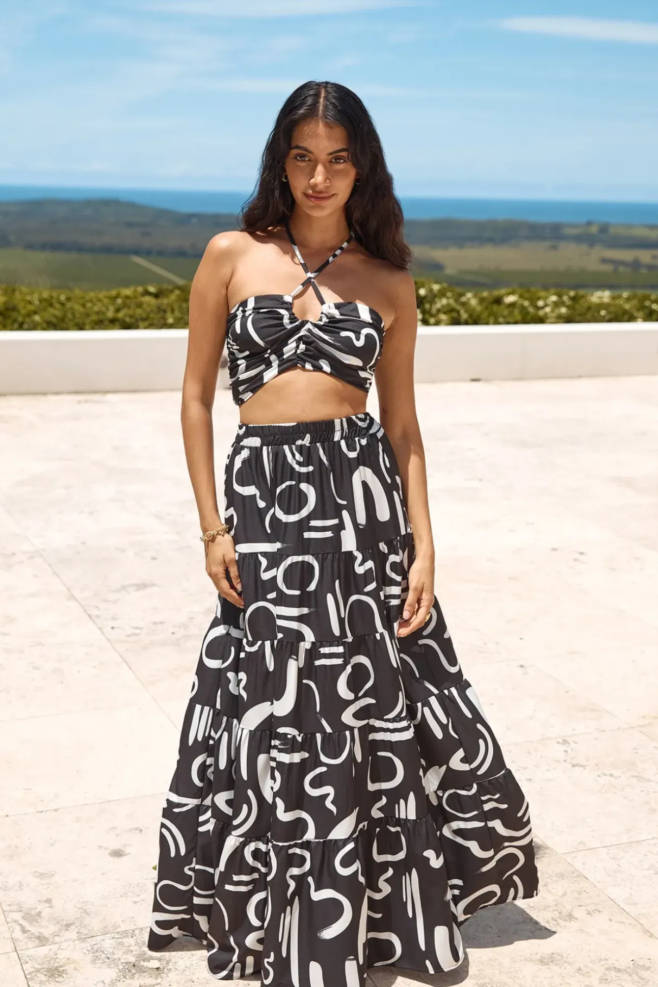 Skirts>Hello Molly Panoramic Views Maxi Skirt Black