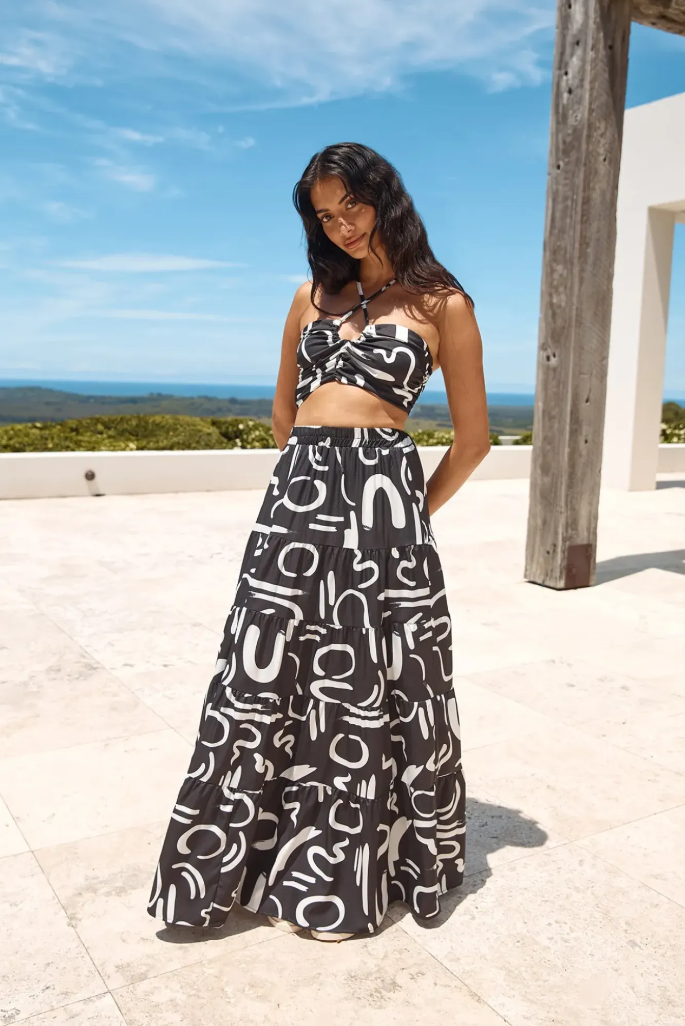 Skirts>Hello Molly Panoramic Views Maxi Skirt Black