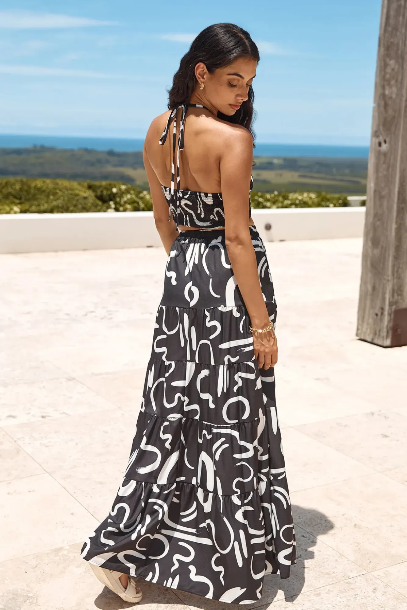 Skirts>Hello Molly Panoramic Views Maxi Skirt Black