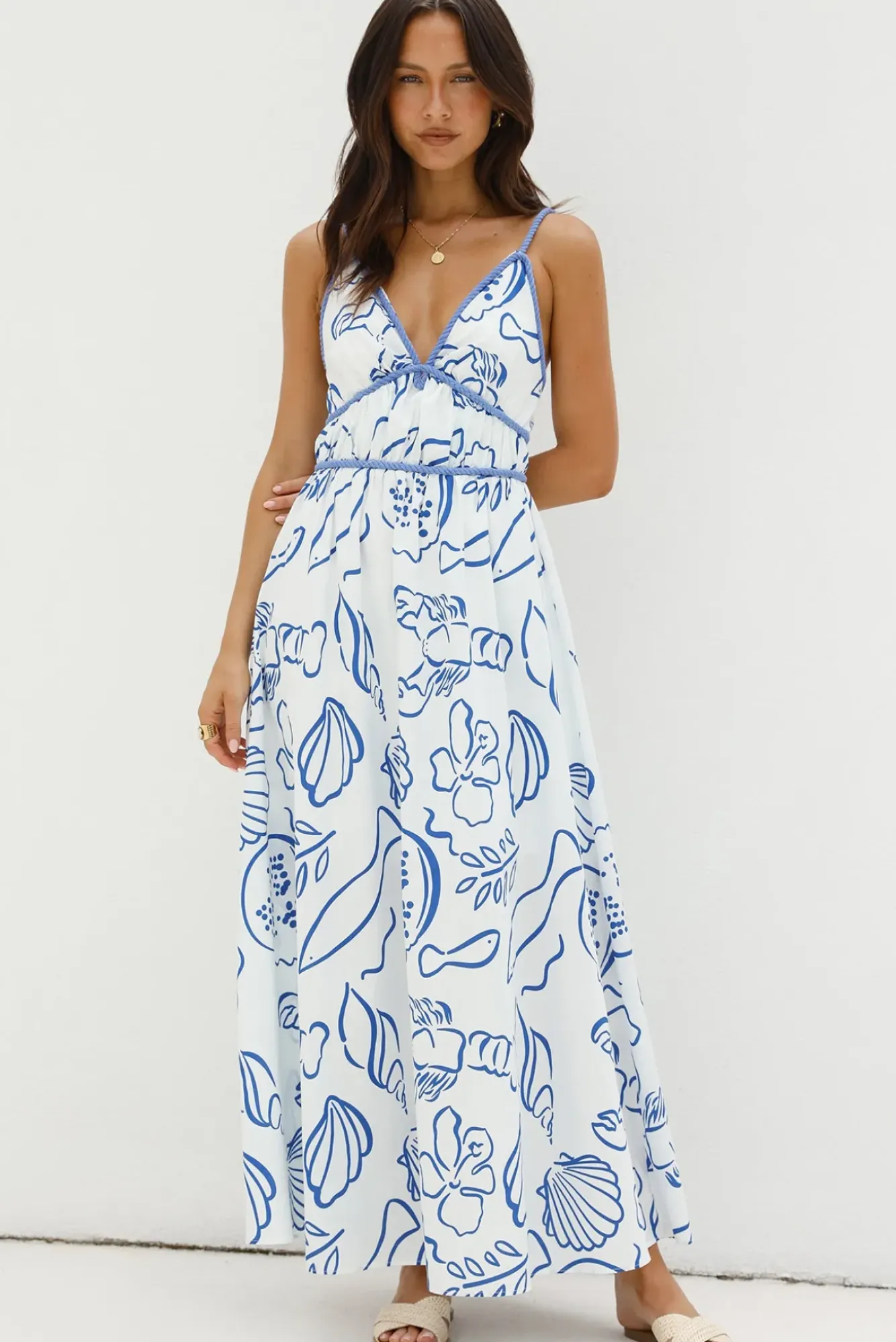 Vacation Dresses|Brunch Dresses>Hello Molly Paradise Bay Maxi Dress Blue
