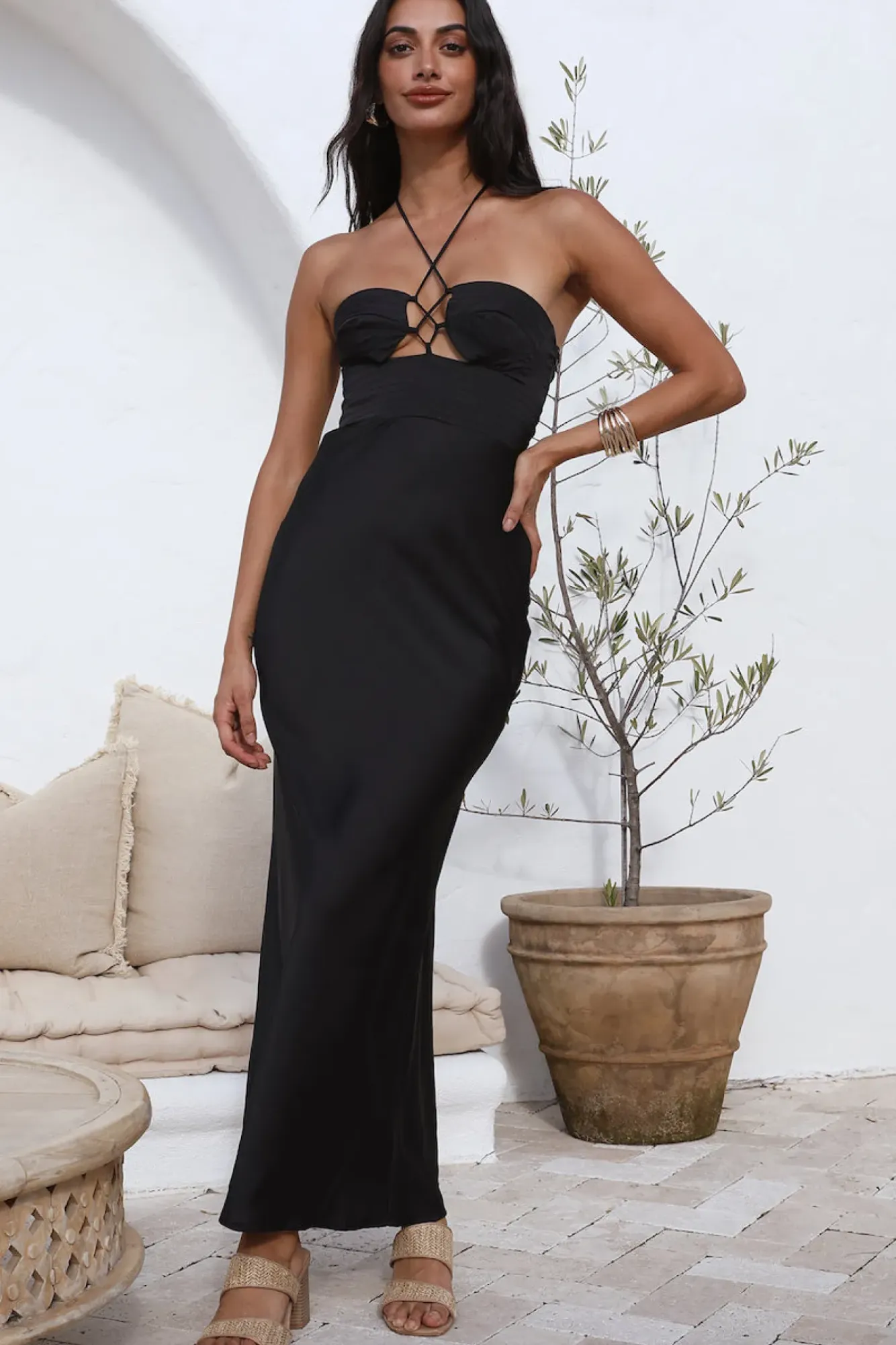 Date Night Dresses|Satin Dresses>Hello Molly Paris Dreams Maxi Dress Black