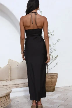 Date Night Dresses|Satin Dresses>Hello Molly Paris Dreams Maxi Dress Black