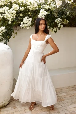 Vacation Dresses|Brunch Dresses>Hello Molly Party Favour Maxi Dress White