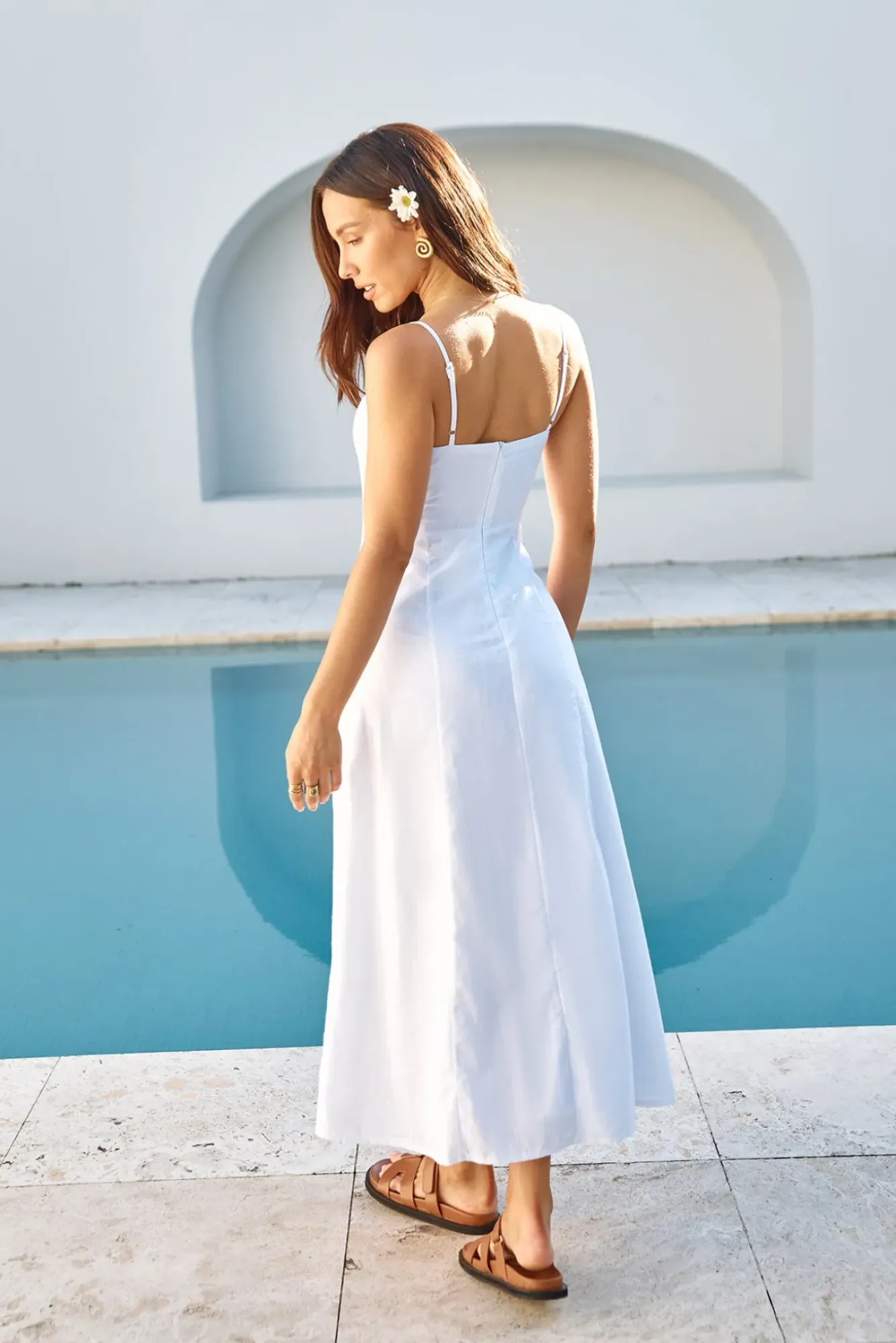Cocktail Dresses|Vacation Dresses>Hello Molly Party Invites Midi Dress White
