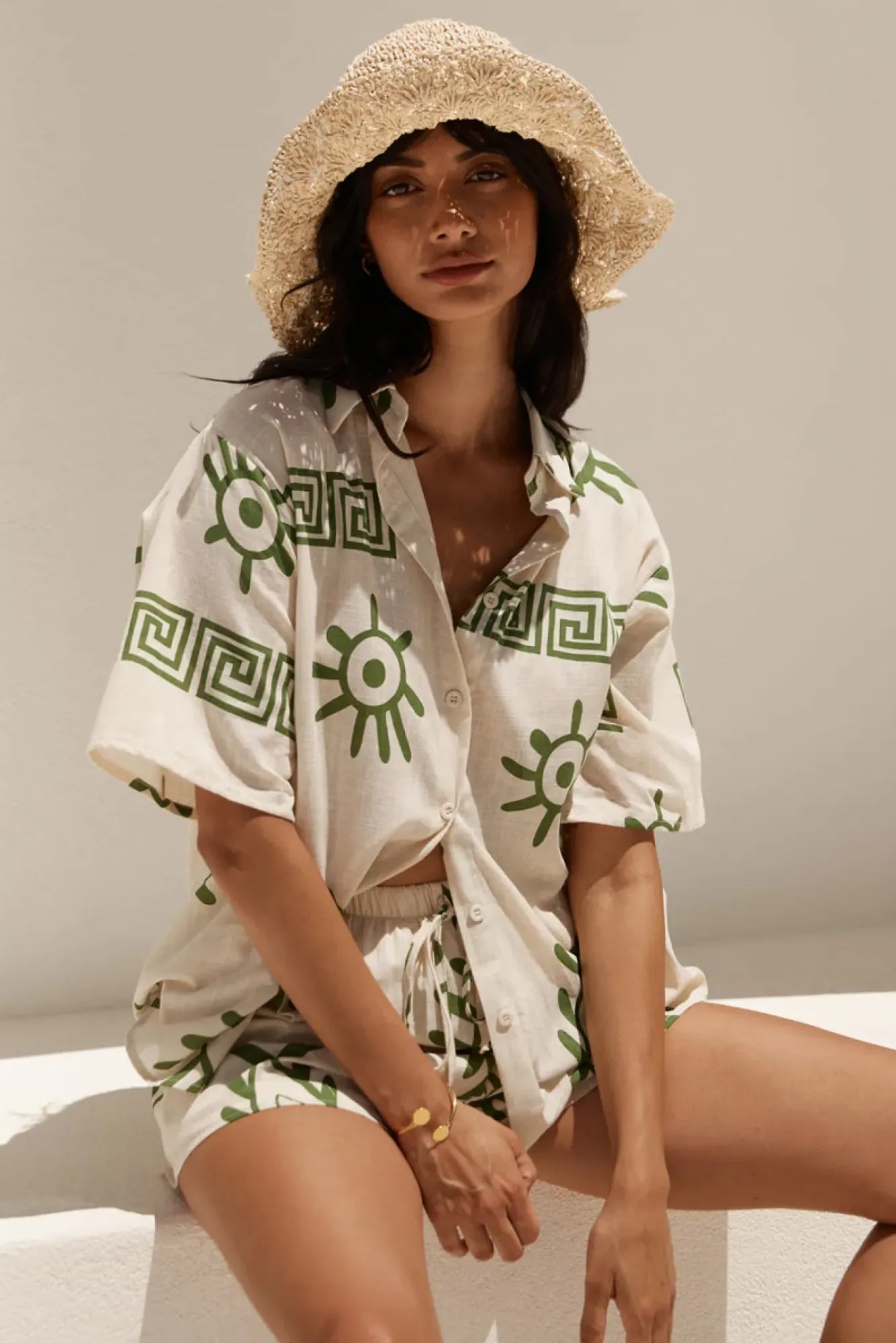 Two-Piece Shorts Set>Hello Molly Passing Mangroves Set Green