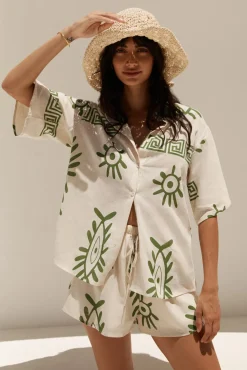 Two-Piece Shorts Set>Hello Molly Passing Mangroves Set Green