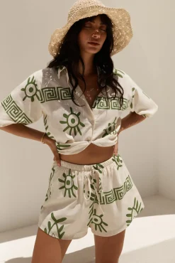 Two-Piece Shorts Set>Hello Molly Passing Mangroves Set Green