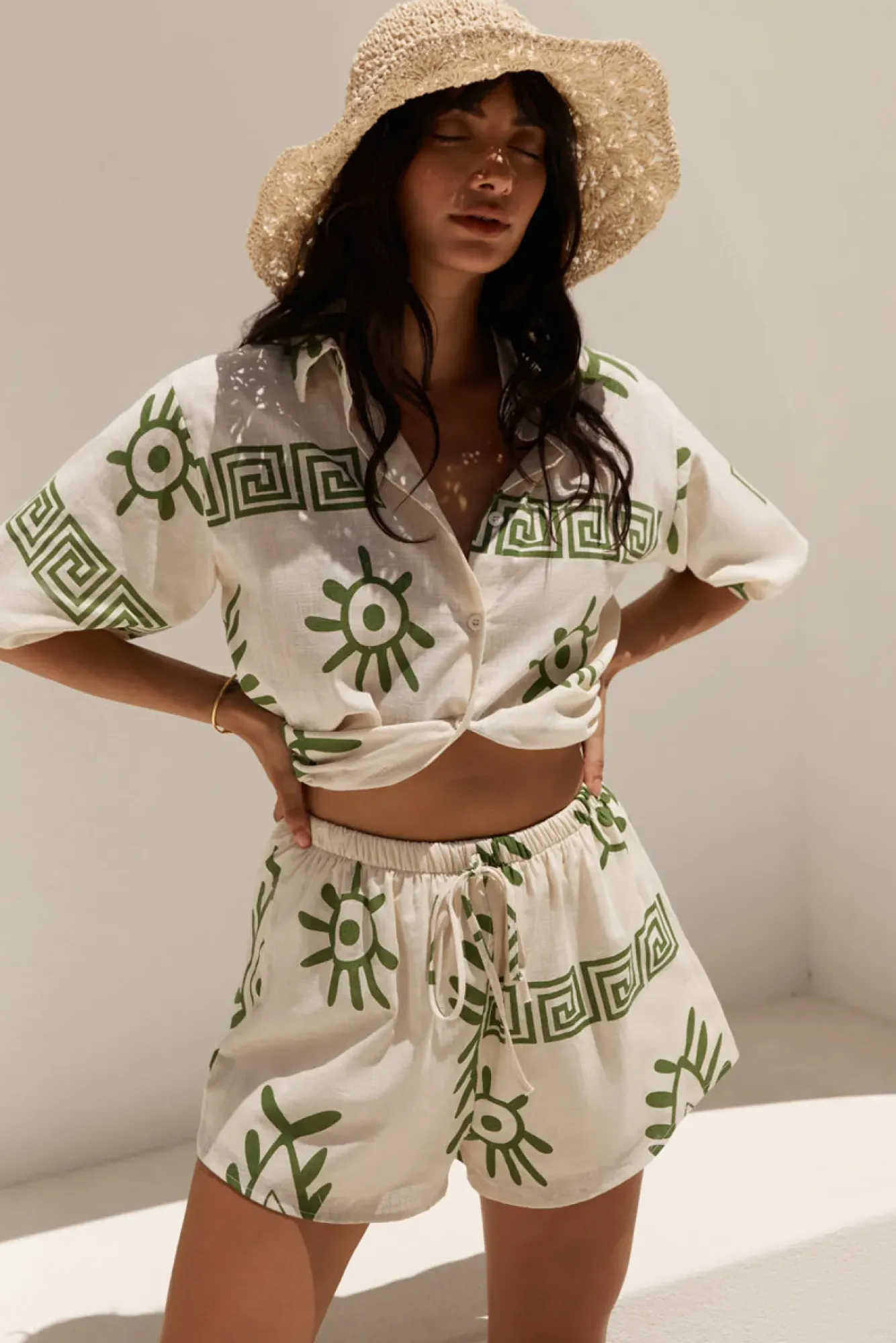 Two-Piece Shorts Set>Hello Molly Passing Mangroves Set Green
