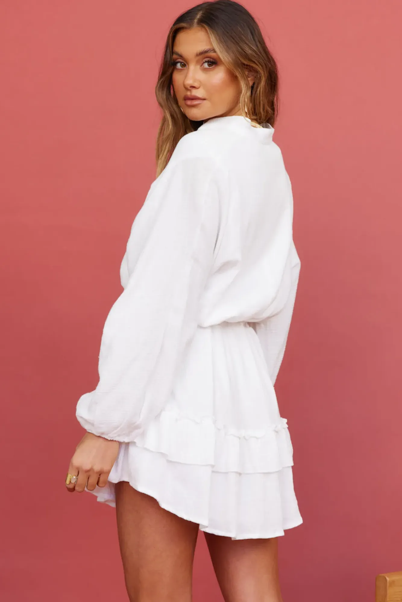 Spring Break Dresses|Casual Dresses>Hello Molly Peach Sunsets Dress White
