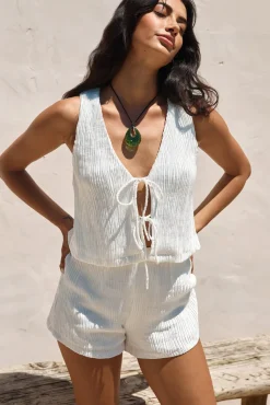 Tank Tops And Singlets|Cropped>Hello Molly Pearlescent Jewels Crop Top White