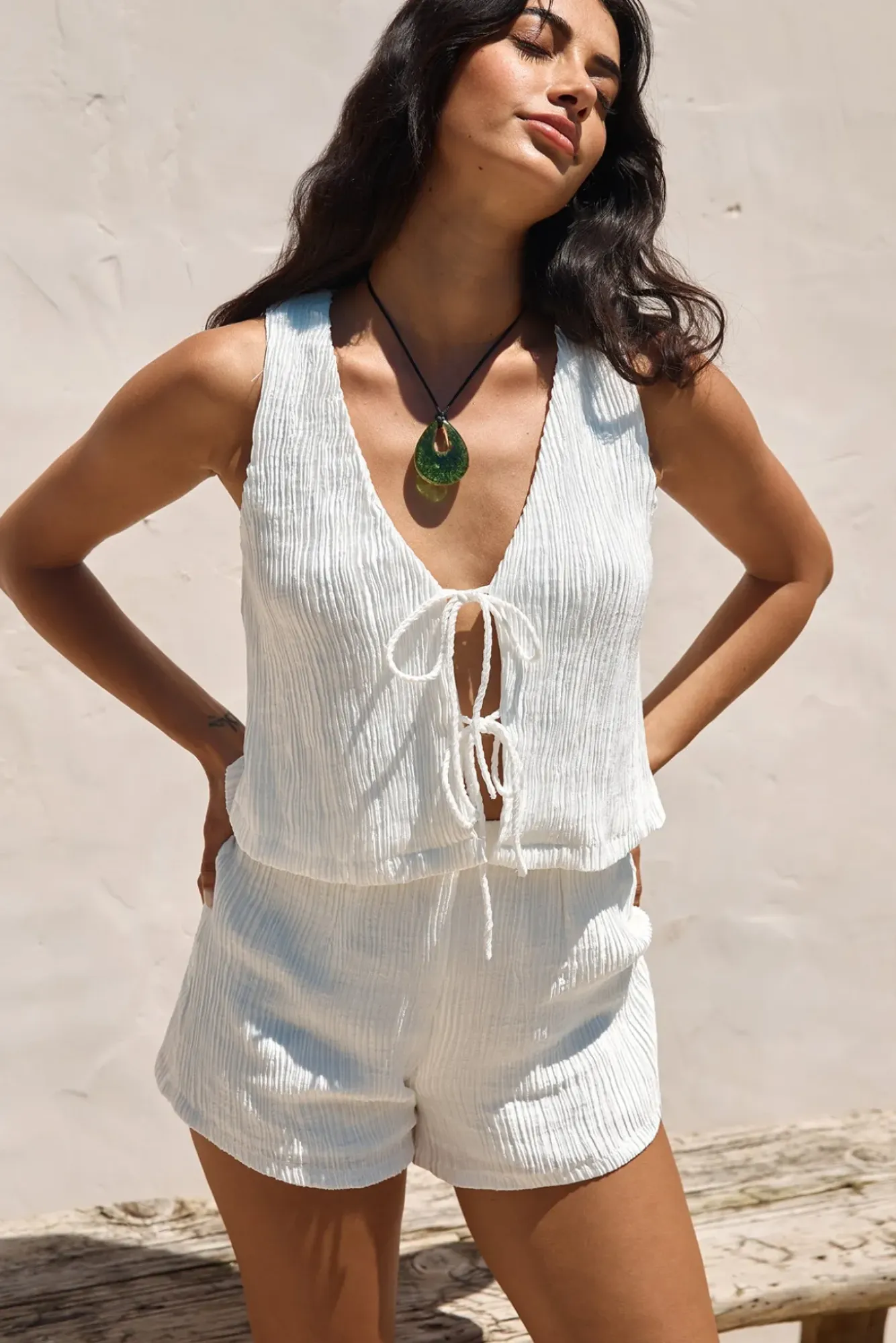 Shorts>Hello Molly Pearlescent Jewels Shorts White