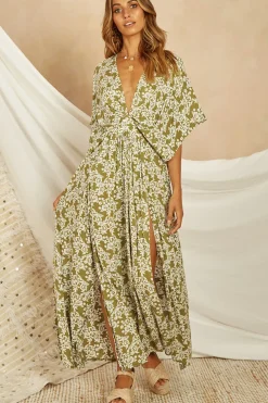 Spring Break Dresses|Bump Friendly>Hello Molly Phoenix Maxi Dress Green