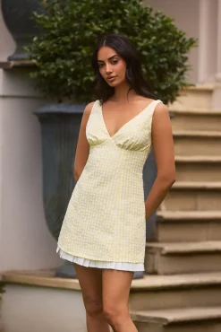 Vacation Dresses|Date Night Dresses>Hello Molly Picnic Perfect Mini Dress Yellow