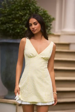 Vacation Dresses|Date Night Dresses>Hello Molly Picnic Perfect Mini Dress Yellow