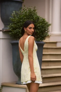Vacation Dresses|Date Night Dresses>Hello Molly Picnic Perfect Mini Dress Yellow
