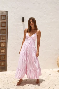 Vacation Dresses|Spring Break Dresses>Hello Molly Picnic Season Maxi Dress Pink