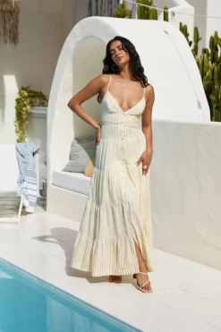 Spring Break Dresses|Brunch Dresses>Hello Molly Picnic Season Maxi Dress Yellow