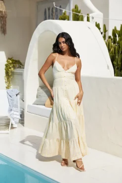 Spring Break Dresses|Brunch Dresses>Hello Molly Picnic Season Maxi Dress Yellow
