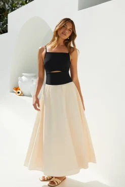Cocktail Dresses|Date Night Dresses>Hello Molly Pippa Maxi Dress Cream Black