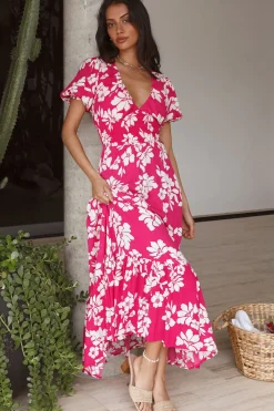 Vacation Dresses|Spring Break Dresses>Hello Molly Planting Flowers Maxi Dress Pink