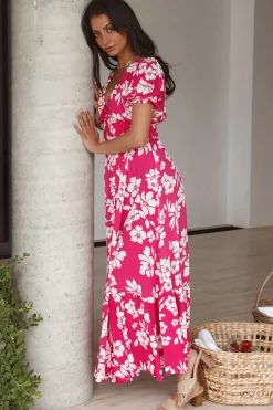 Vacation Dresses|Spring Break Dresses>Hello Molly Planting Flowers Maxi Dress Pink