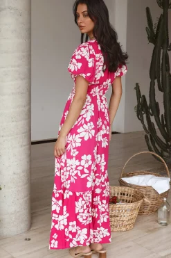 Vacation Dresses|Spring Break Dresses>Hello Molly Planting Flowers Maxi Dress Pink