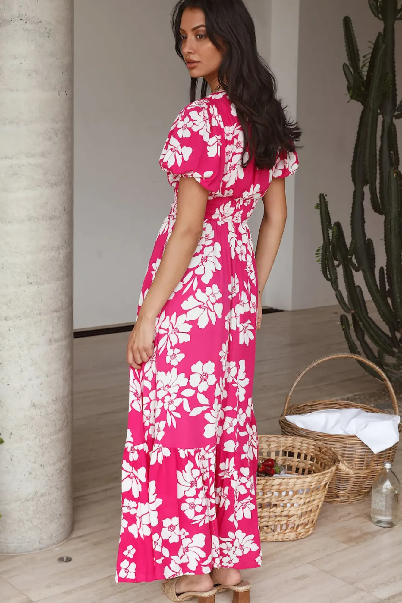 Vacation Dresses|Spring Break Dresses>Hello Molly Planting Flowers Maxi Dress Pink