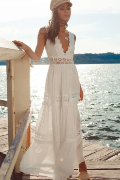 Spring Break Dresses|Bump Friendly>Hello Molly Playing Games Maxi Dress White