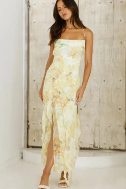 Wedding Guest Dresses|Cocktail Dresses>Hello Molly Poetic Charm Midi Dress Yellow