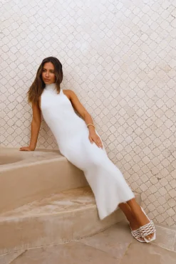 Date Night Dresses|Bump Friendly>Hello Molly Polar Opposites Midi Dress White